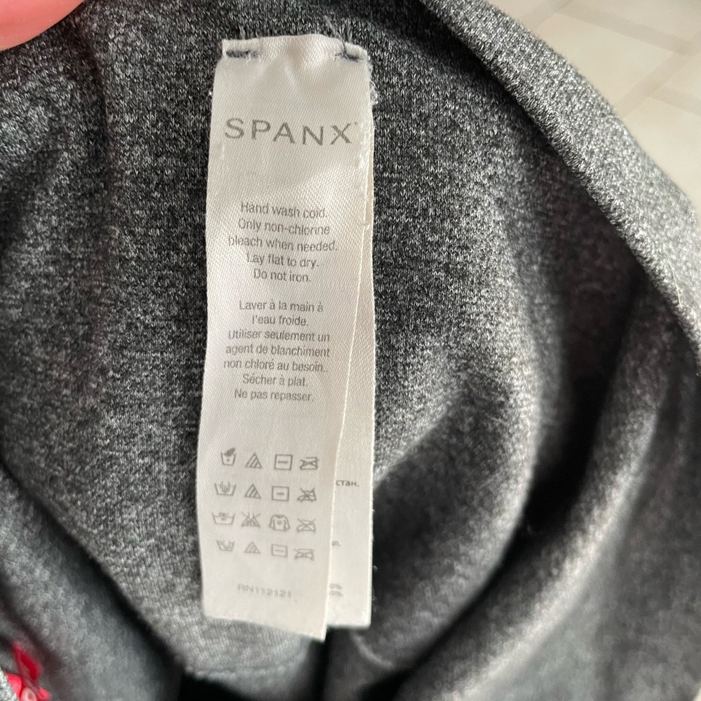 SPANX Look At Me Now Seamless Leggings Heather Charcoal Gray Full Length - Large